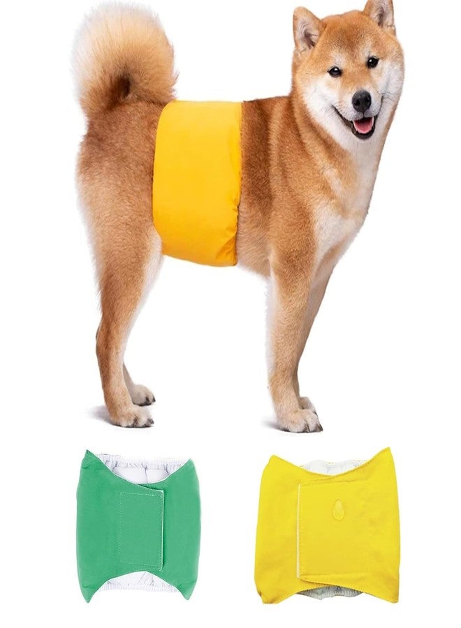 Qpets® 2 Pcs Pet Waterproof Breathable Reusable Dog Diaper for Male Dog Female Dog Absorbption Cotton Pad Comfort Reusable Doggy Diapers for Dog, Puppy(M,Recommended Waist 16''-20'') - Image 1